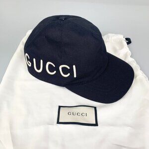 NWT Authentic  Gucci  Cotton Loved Gucci Baseball Hat L Navy
